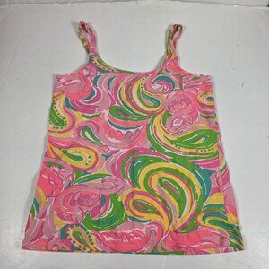 Lilly Pulitzer women's Tabbie Tank Top Multicolor All Nighter Print Swirl